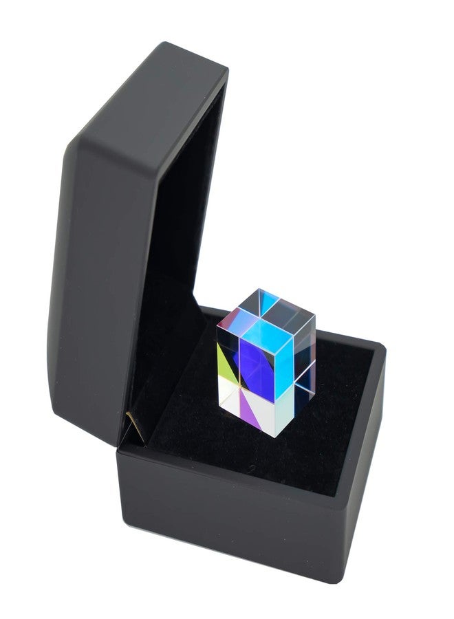StayMax موشور StayMax ثنائي اللون على شكل مكعب X، موشور تشتيت RGB للفيزياء والديكور مع صندوق تخزين (أسود)، للأطفال - Image 1